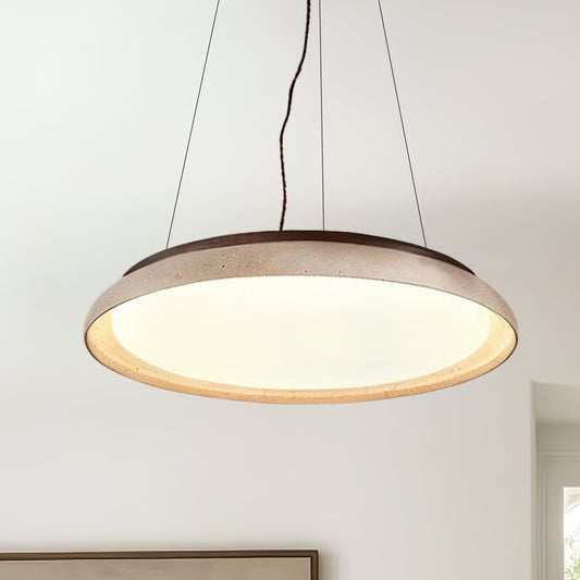 Pheme Wabi-Sabi Round Travertine Stone Pendant Light
