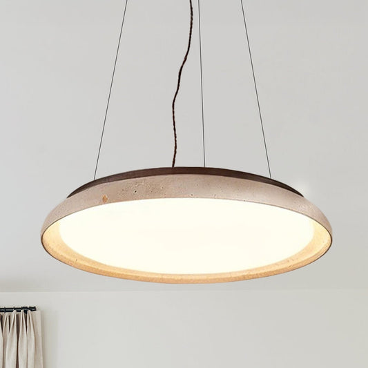 Pheme Wabi-Sabi Round Travertine Stone Pendant Light