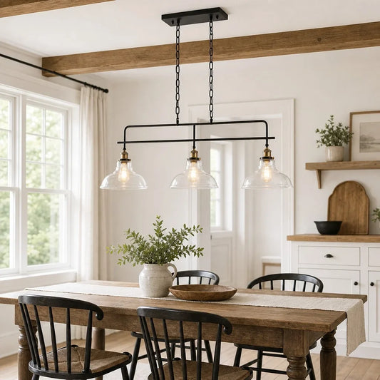 Remi Industrial Metal 3 Lights Dome Glass Chandelier