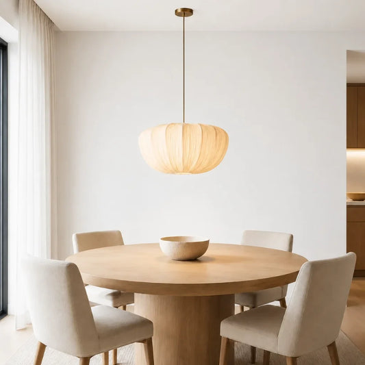 Rhysand Modern Minimalist Cream Linen Pendant Light