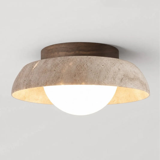 Rhysyn Wabi-Sabi Travertine Bowl LED Ceiling Light