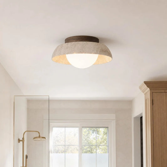 Rhysyn Wabi-Sabi Travertine Bowl LED Ceiling Light