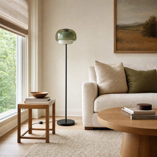 Sanae Modern Round Shade Colored Glass Floor Lamp