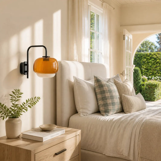 Sanae Modern Round Shade Colored Glass Wall Sconce