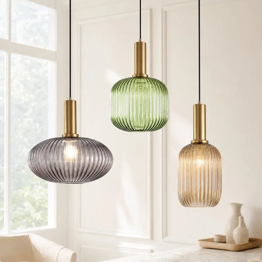 Scylla Modern Creative Ribbed Glass Pendant Light