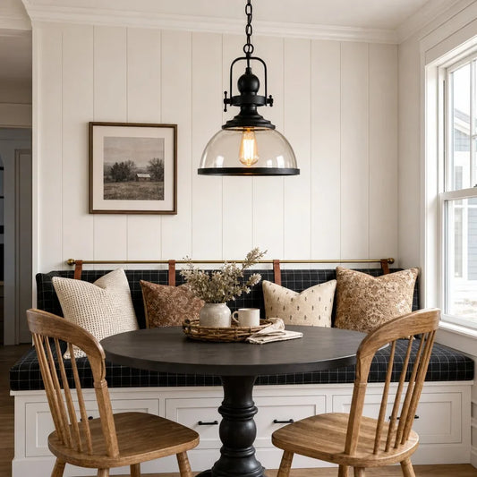 Seren Retro Industrial Glass Dome Metal Pendant Light