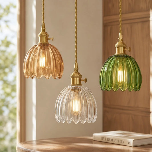 Talen Vintage Tulip Colorful Glass Pendant Light