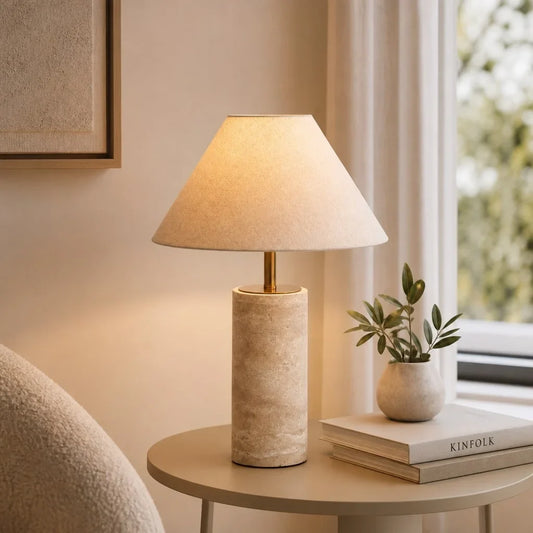 Theo Modern Minimalist Travertine Table Light