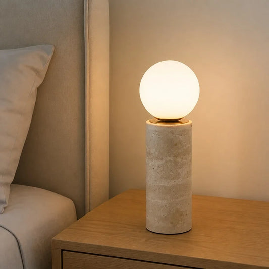Theo Modern Minimalist Travertine Table Light