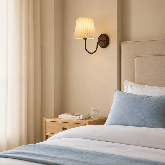 Theodore Retro Pleated Fabric Iron Wall Sconce