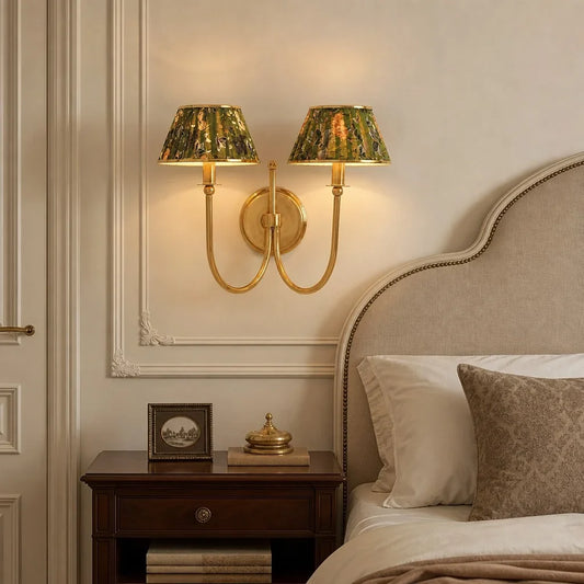 Ursula Retro Double-Articulating Shaded Brass Wall Light
