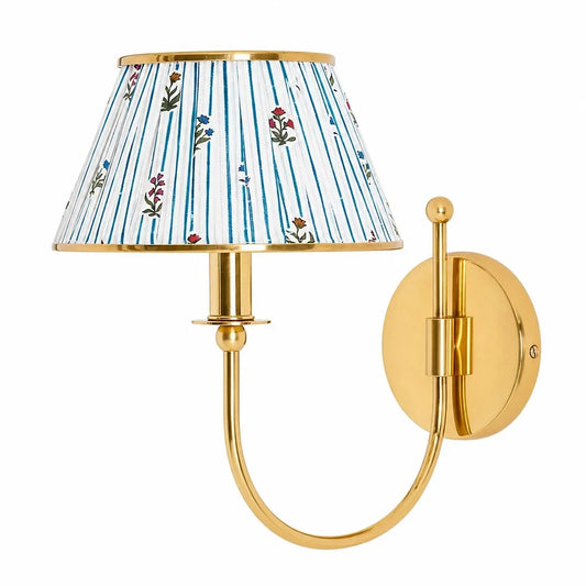 Ursula Retro Farmhouse Brass Fabric Shade Wall Sconce