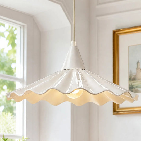 Viento Modern Flower Ruffled Ceramic Pendant Light