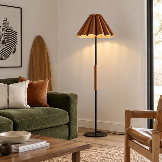 Viggo Leather Pleat Floor Lamp