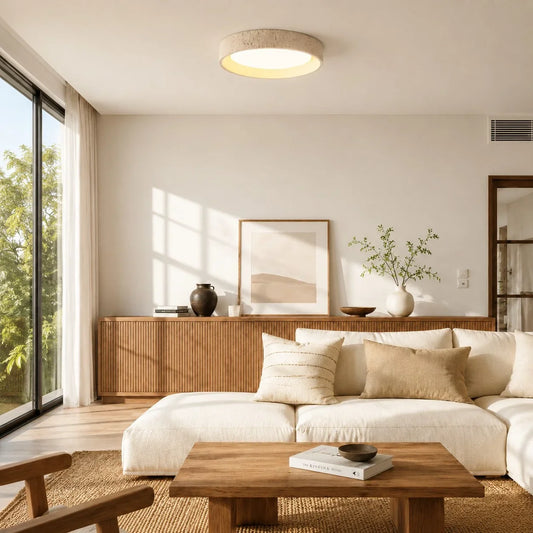 Cosima Vintage-Style Drum Travertine Ceiling Light