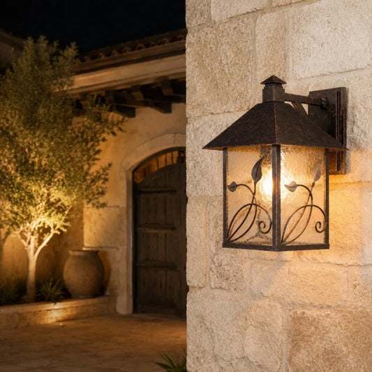 Volker Industrial Glass Lantern Outdoor Wall Sconce