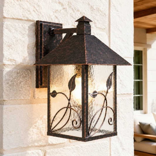 Volker Industrial Glass Lantern Outdoor Wall Sconce