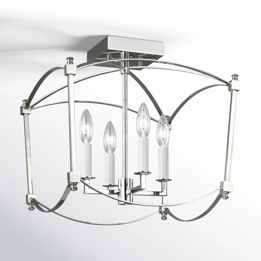Wren Retro 4-Light Metal Frame Semi Flush Mount
