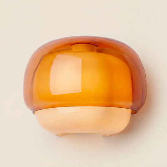Sanae Modern Colored Glass Round Wall Sconce - Orange Green Glass Sconce Light for Bedroom Bathroom Hallway