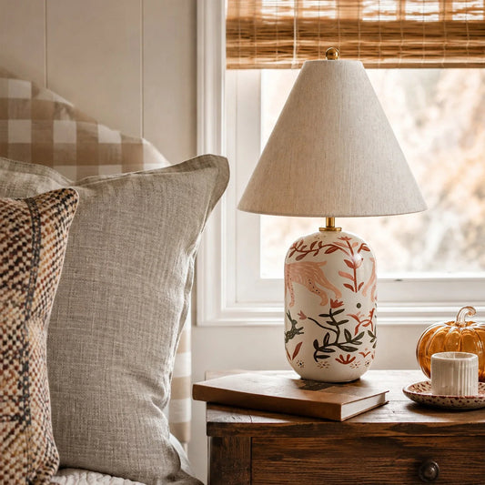 Plabo Retro Ceramic Linen Tapered Table Lamp