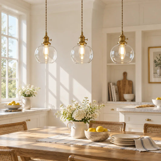 Porphyrion Mini Retro Brass Clear Glass Pendant Light