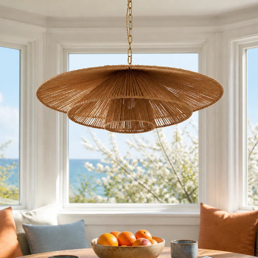 Samira Layered Hemp Rope Three Tier Chandelier