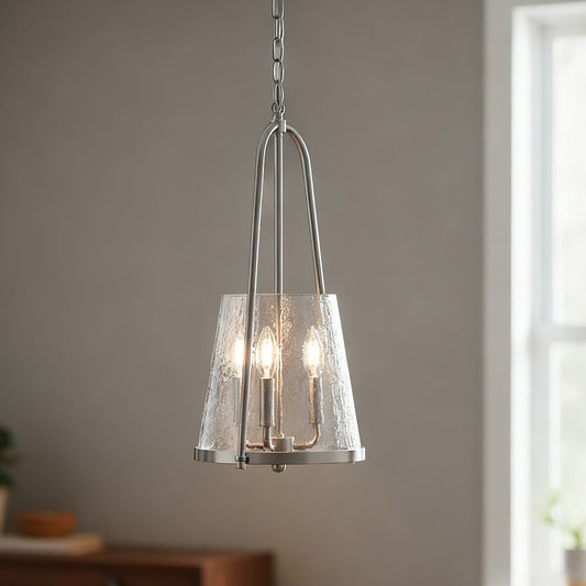 Ismena Industrial Flared Hammered Glass Pendant Light